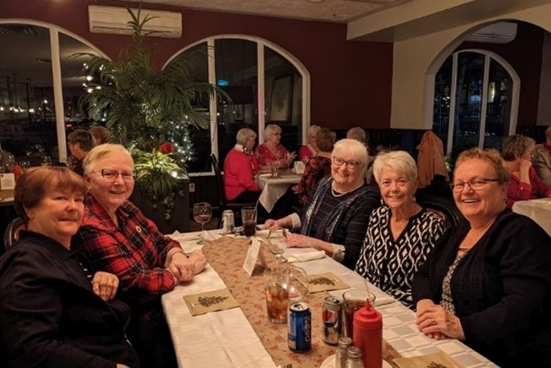 Group gathering at the Waterview Restaurant